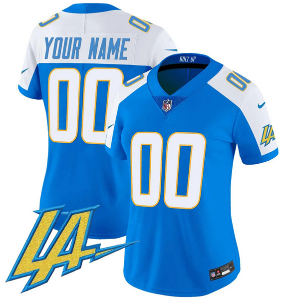 Women's Los Angeles Chargers Customized Blue/White 2024  V2 Limited Alternate Stitched Football Jersey(Run Small)